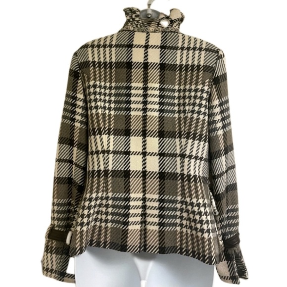 Etcetera Ruffle Front Plaid Blazer w/ Leather Detail - Picture 3 of 10